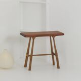 Contemporary handcrafted stool / end table in solid oak and sipo wood