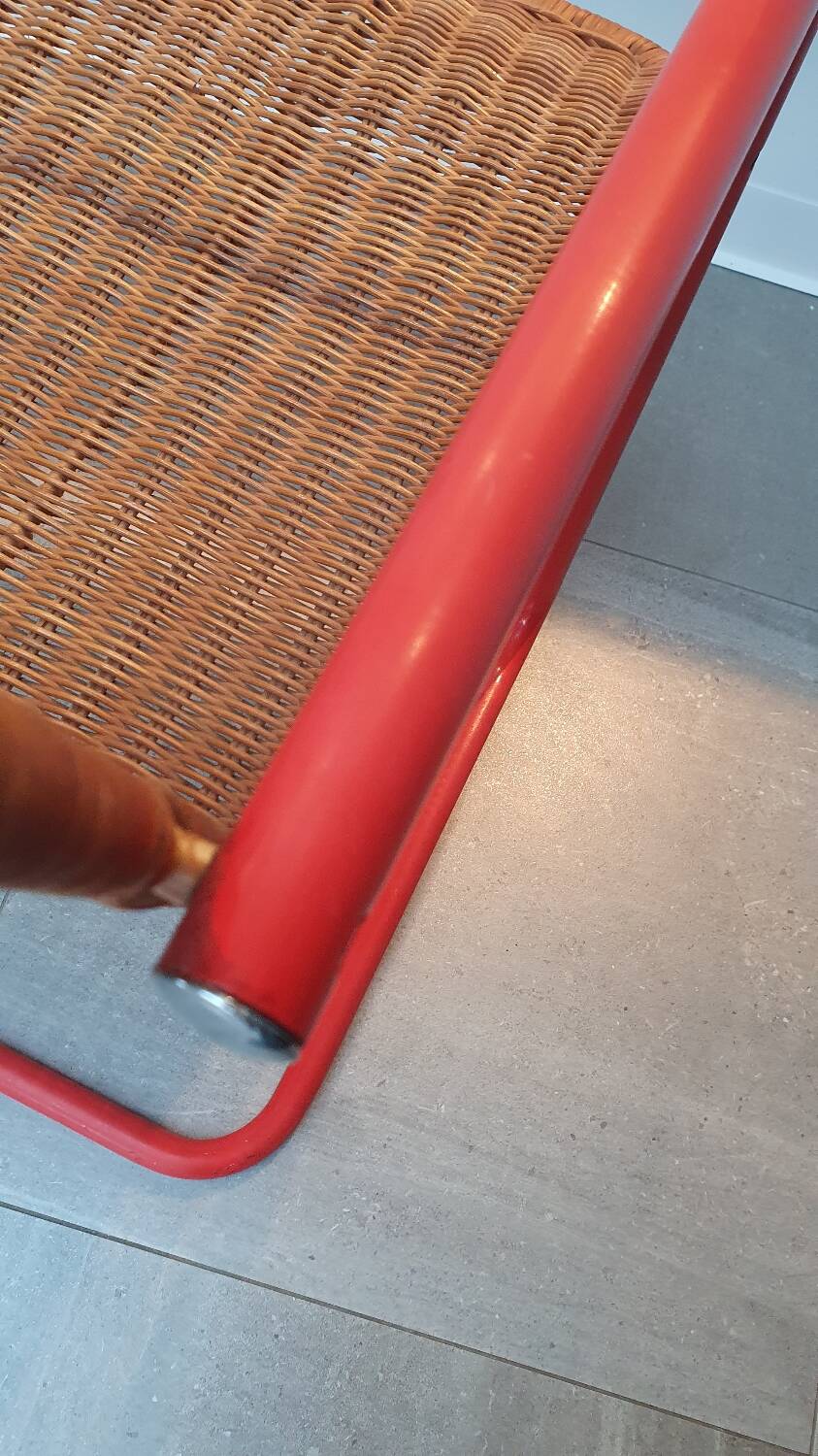 Chaise cantilever rotin métal