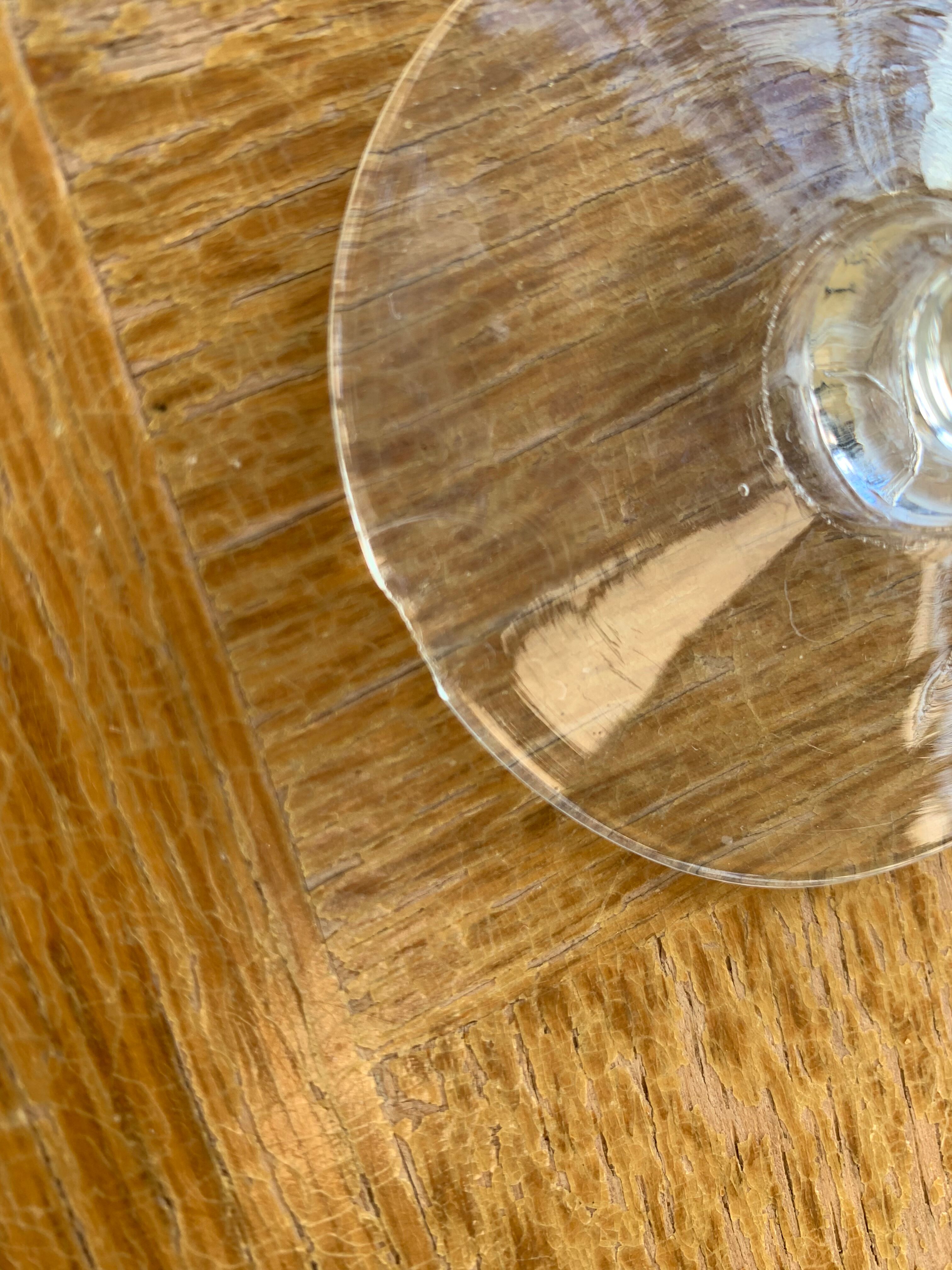 6 champagne glasses in blue glass and vintage transparent base