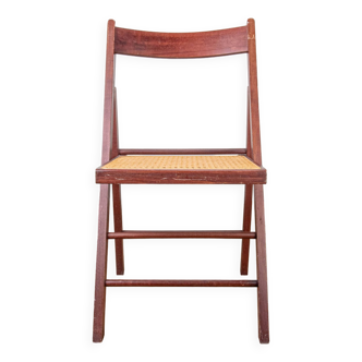 Folding chair in wood and canework