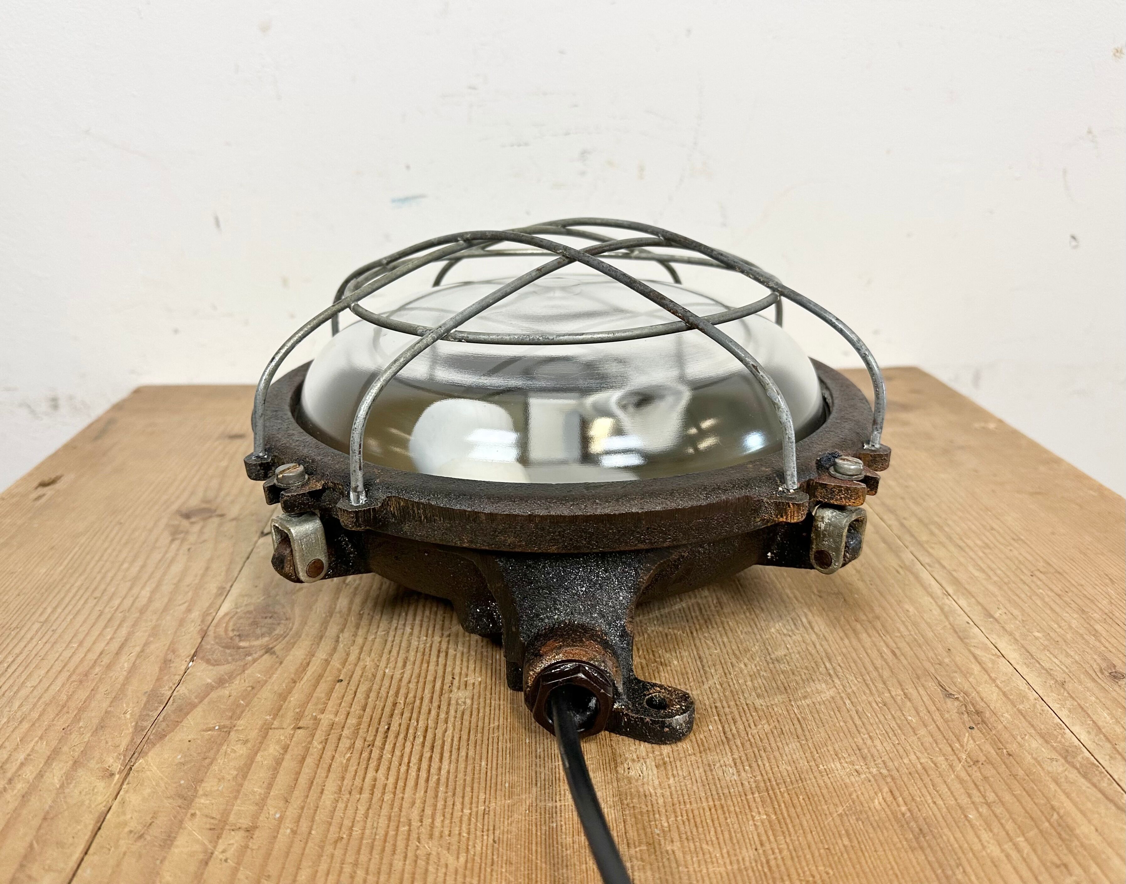 Black Industrial Cast Iron Wall or Ceiling Light from Elektrosvit, 1960s