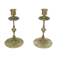 Pair of vintage engraved brass candle holders