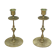 Pair of vintage engraved brass candle holders