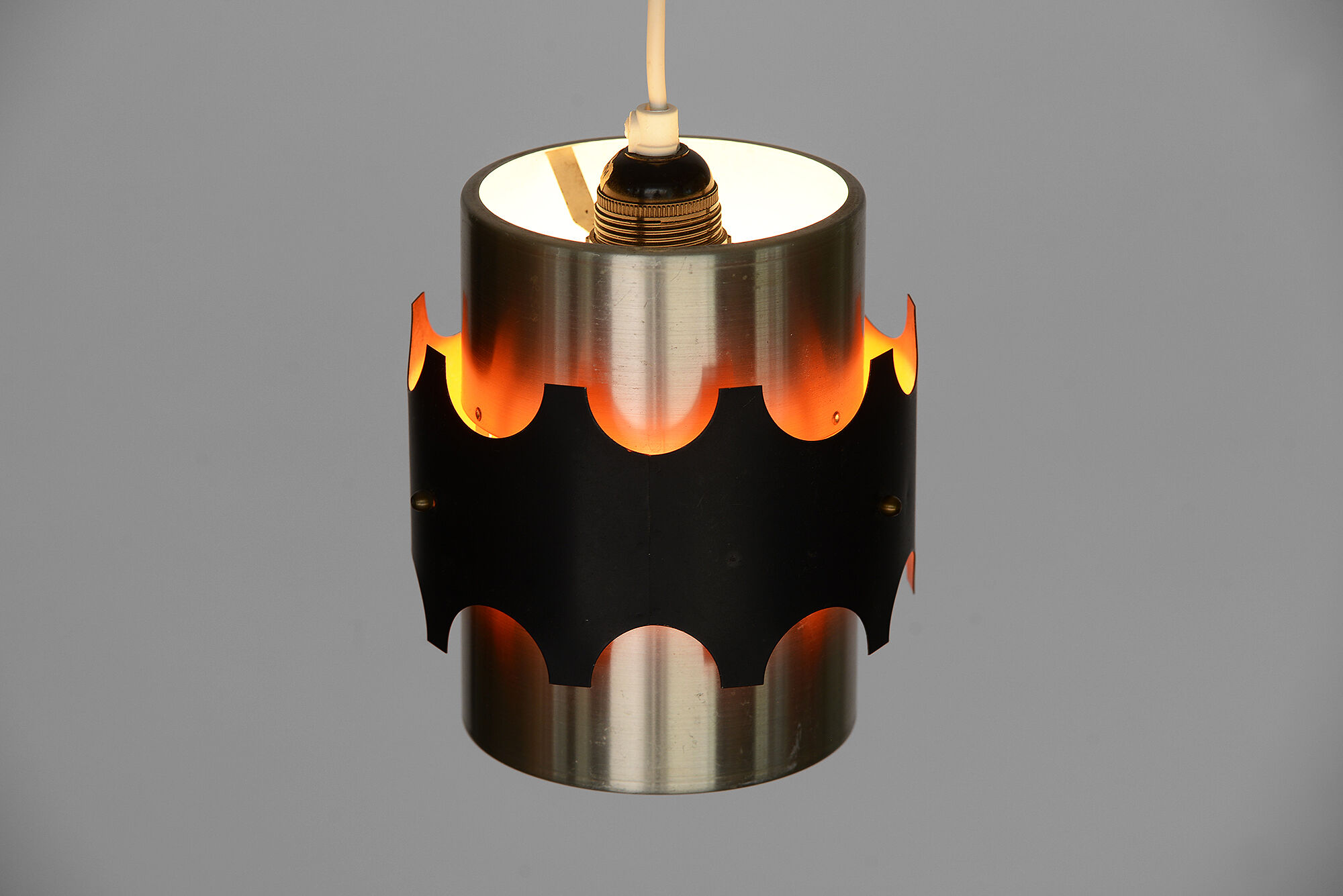 Brushed aluminum pendant light by Werner Schou for Coronell Electro. Denmark 1960s