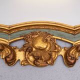 Baroque gilded Louis XV style beveled mirror with " Brevete" label, 1950s