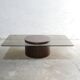 Table basse vintage en palissandre et verre