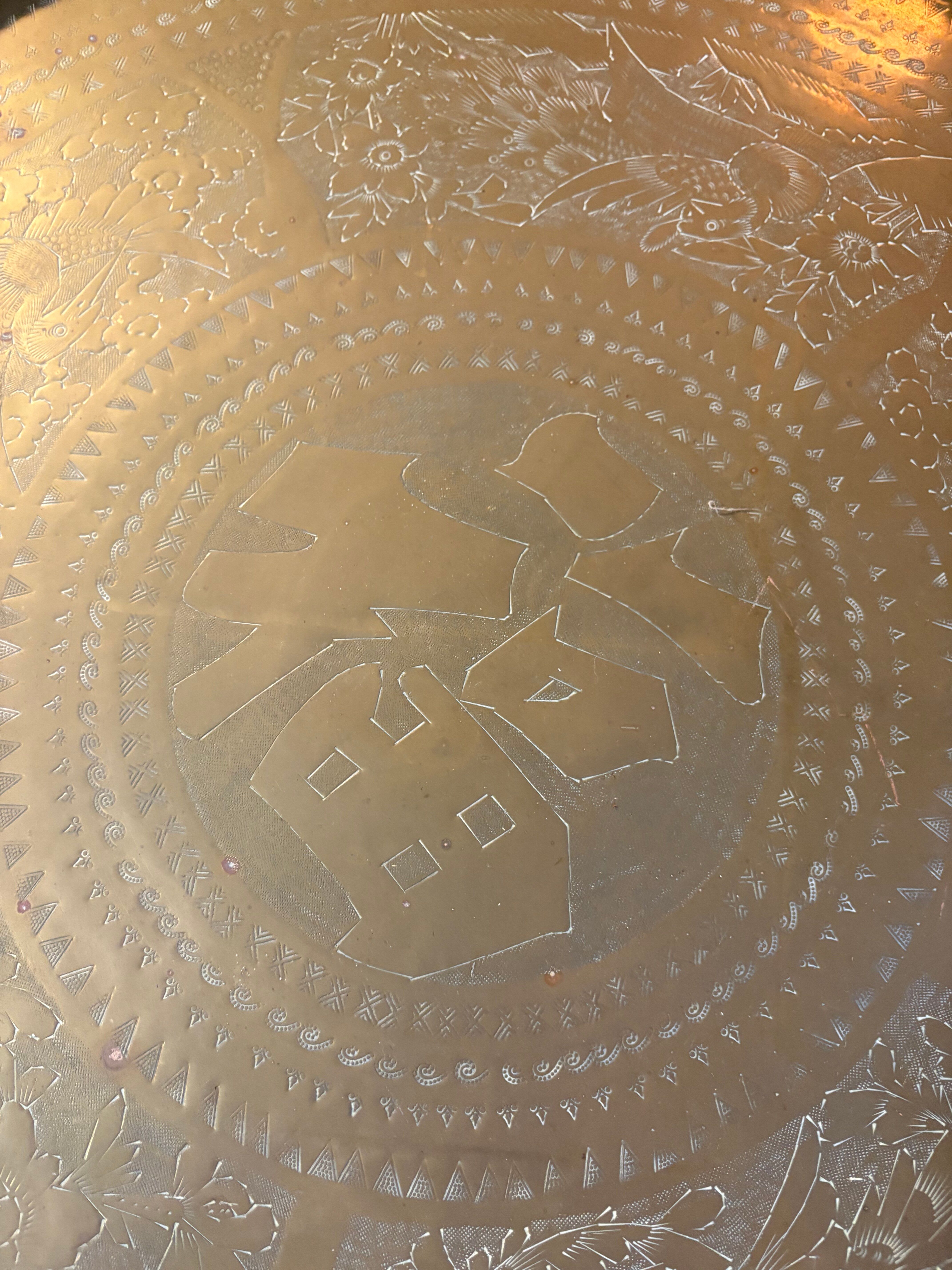 Spider Base Coffee Table with Brass Tray Top