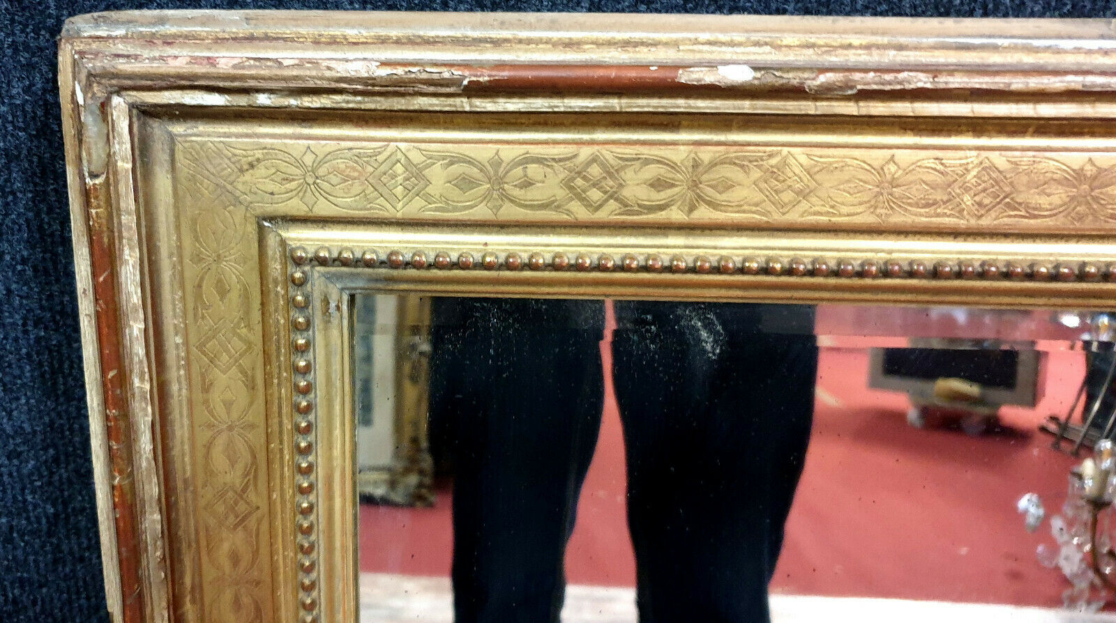 Miroir époque empire en bois doré 71x90cm