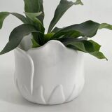 Cache-pot vintage en forme de tulipe en porcelaine blanche