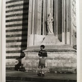 Original photo, nineties, child statue graphic design architecture
