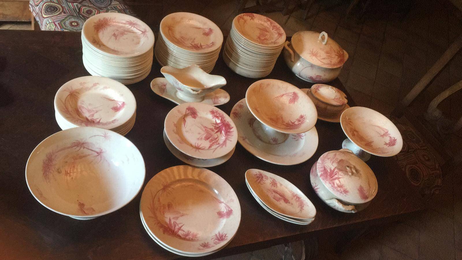 Table Service Set Gien "Views of the East" – 80 pieces – 19th century