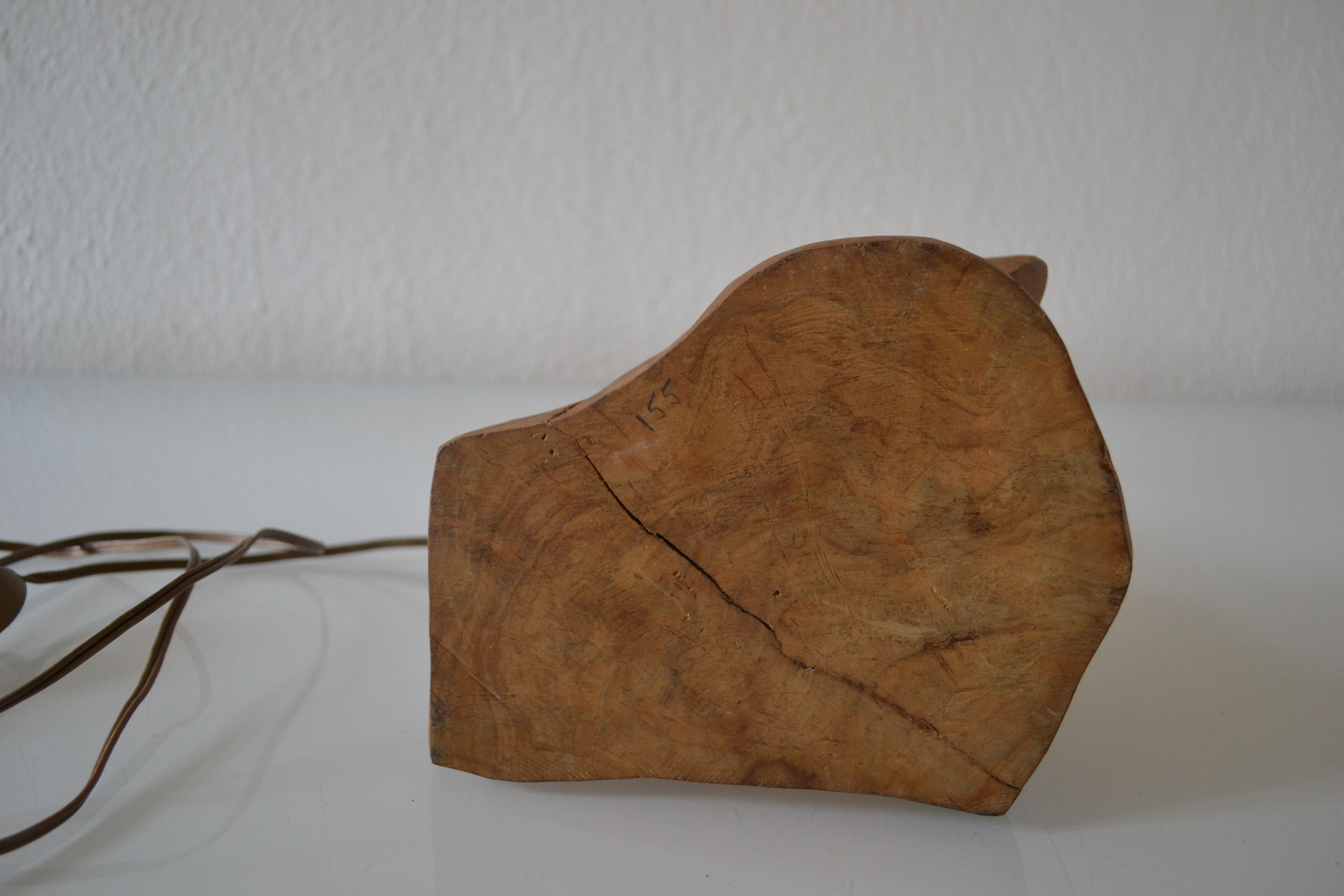 Modernist brutalist lamp free form years 60 olive wood