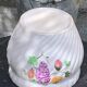 Large slip cover in white enameled ceramic, with vintage fruit decoration
