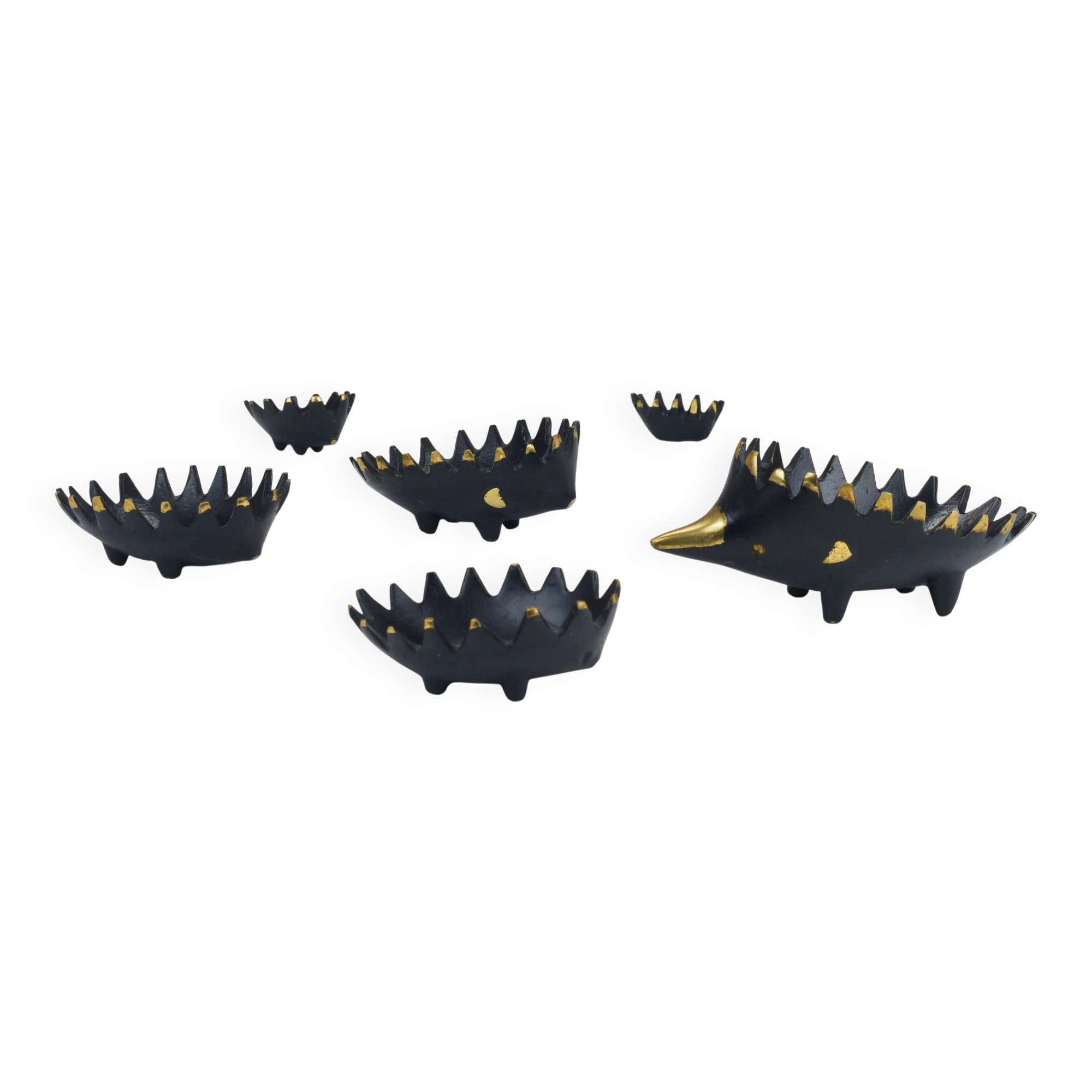 Cendriers empilables en laiton hérisson de Walter Bosse, Herta Baller, Autriche, années 1950