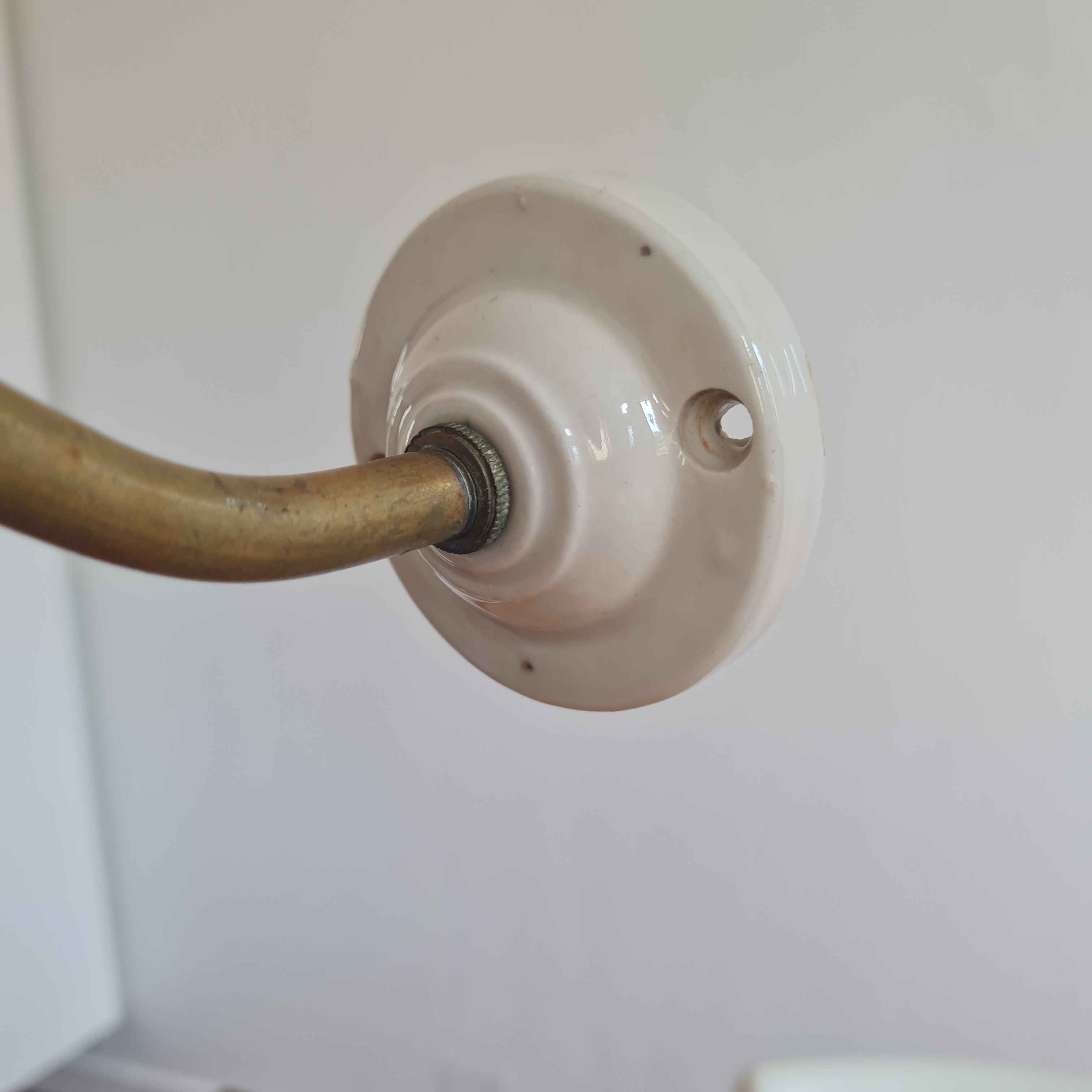 Brass tulip wall lamp and matte tempered glass