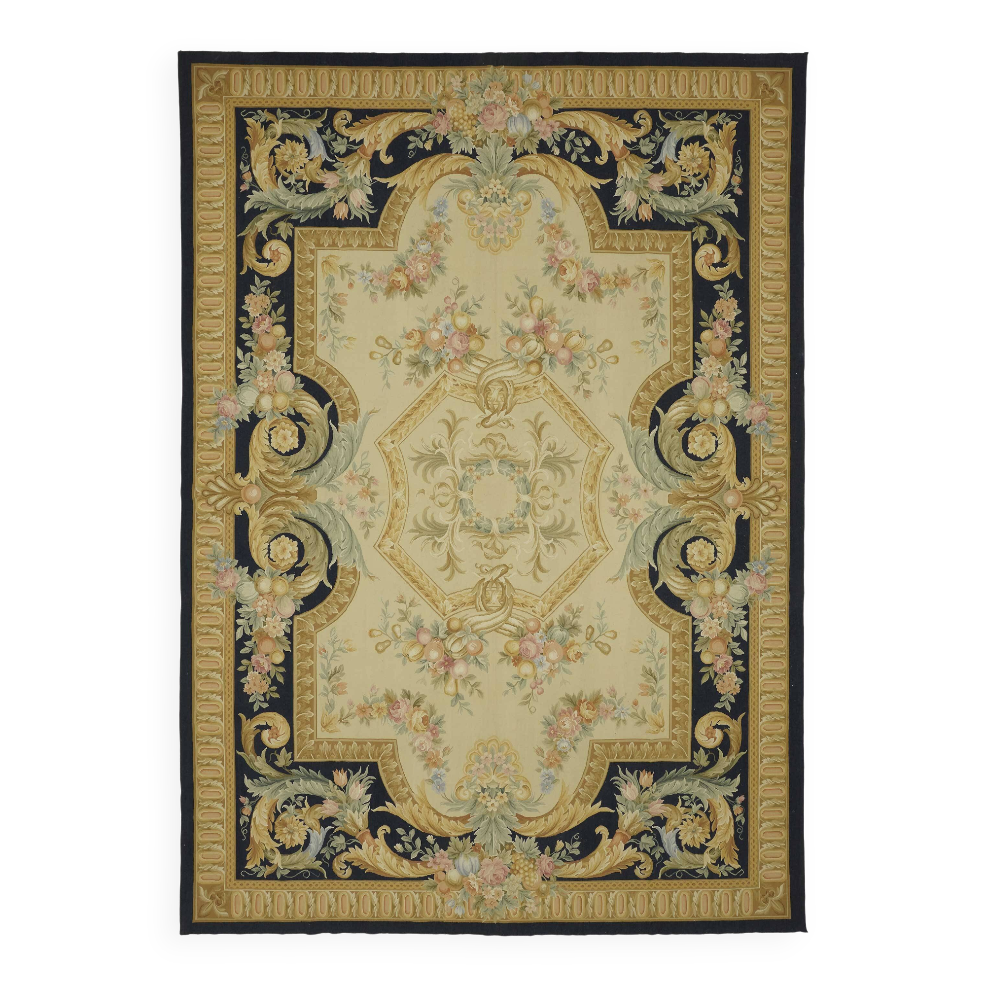 Handmade European Vintage Aubusson Kilim 306 cm x 435 cm