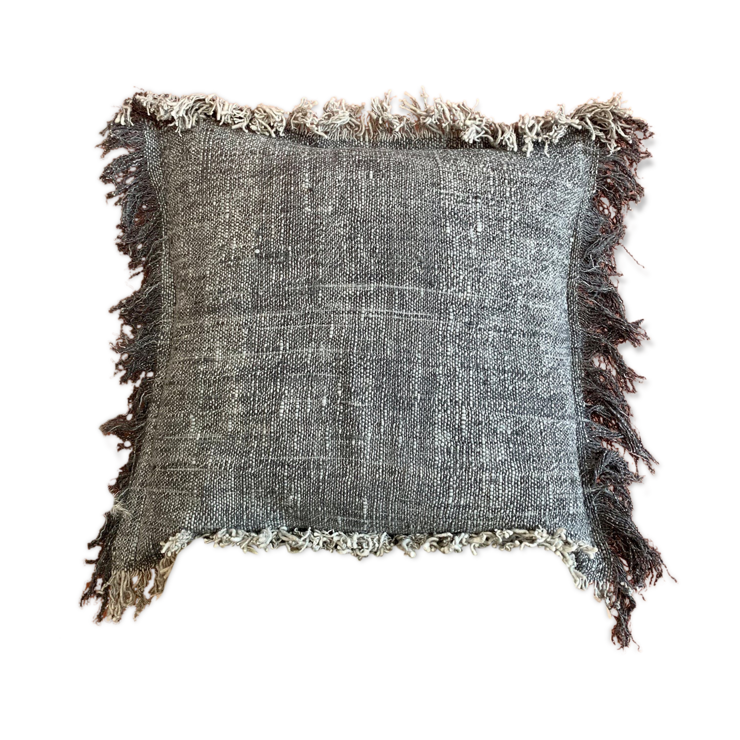 Grey fringe cushion "soho"