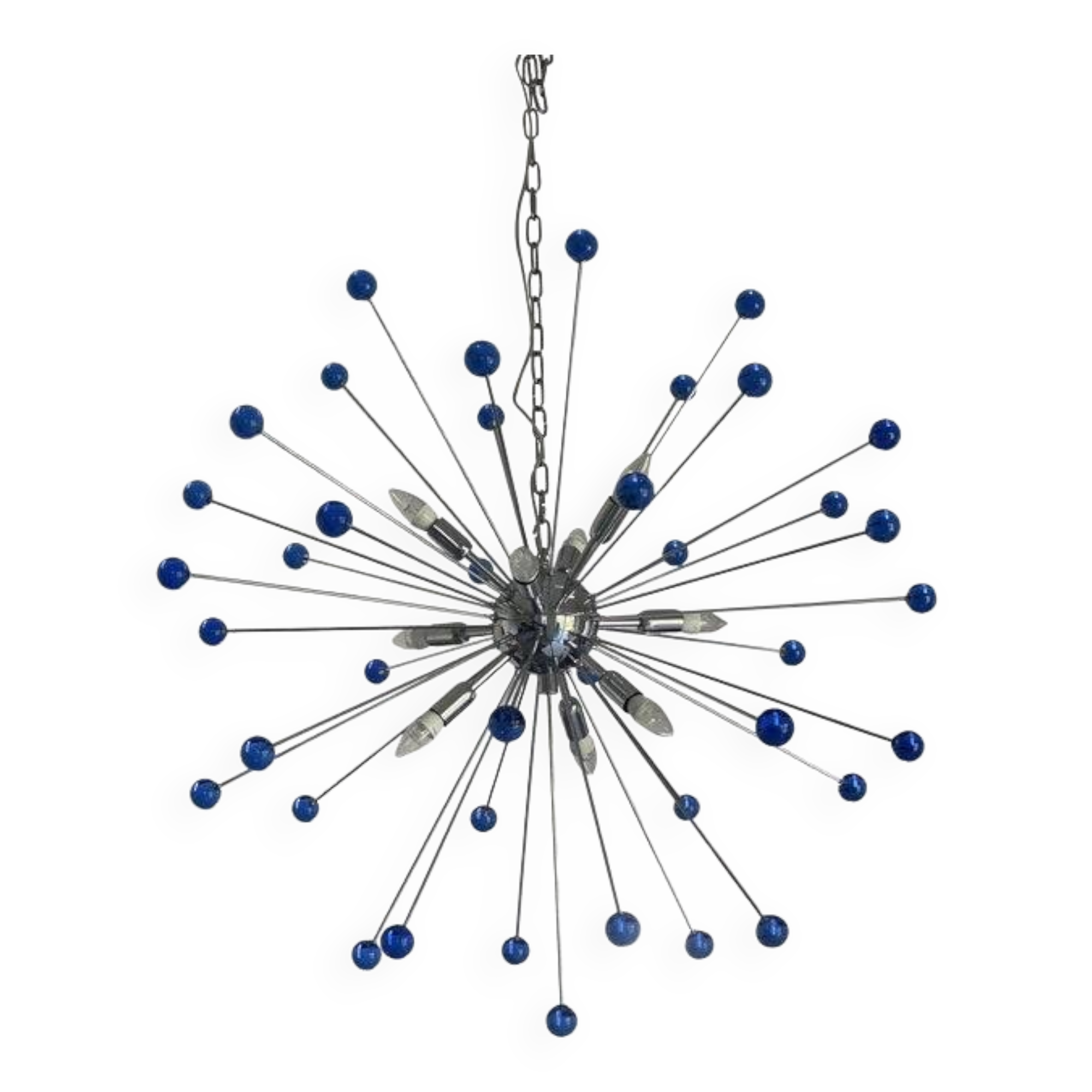 Contemporary Blue “Star” Murano Glass Sputnik Chandelier