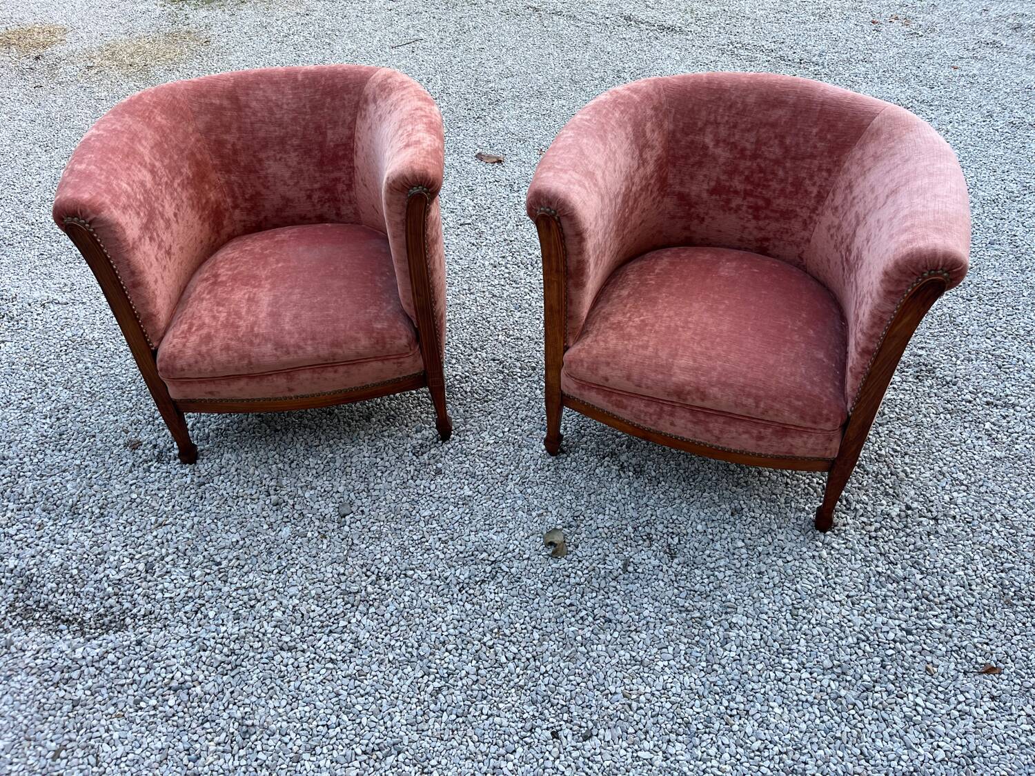 Pair of Louis Philippe marquetry armchairs