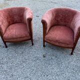 Pair of Louis Philippe marquetry armchairs