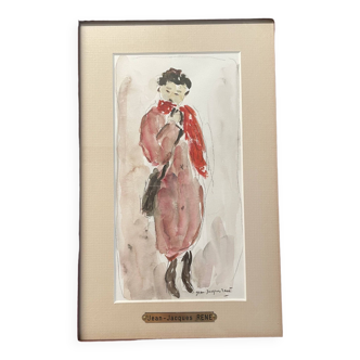 Watercolor signed Jean-Jacques René