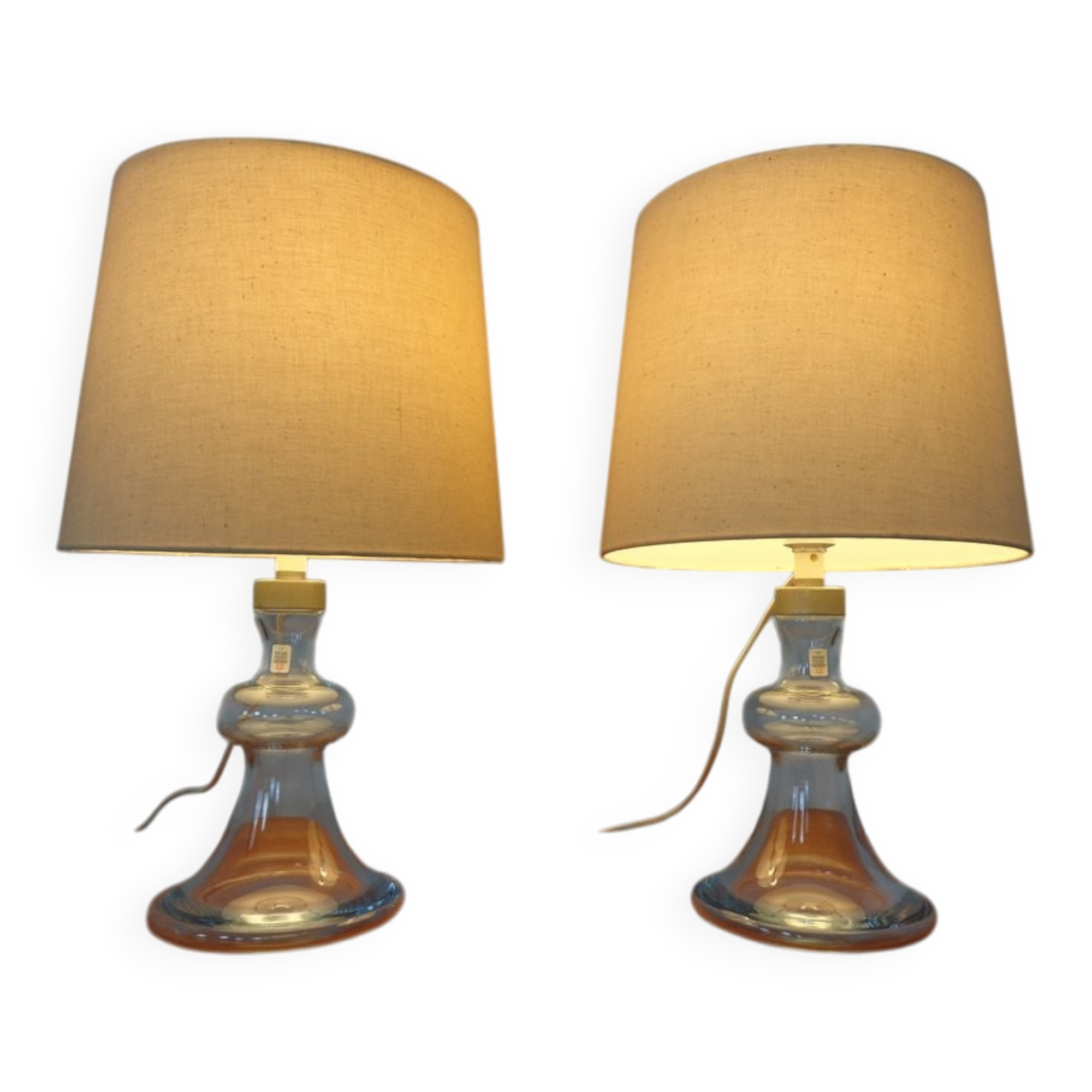 Glass table lamps by Michael Bang for Holmegaard, 1970s, set of 2.
