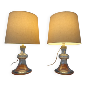 Glass table lamps by Michael Bang for Holmegaard, 1970s, set of 2.
