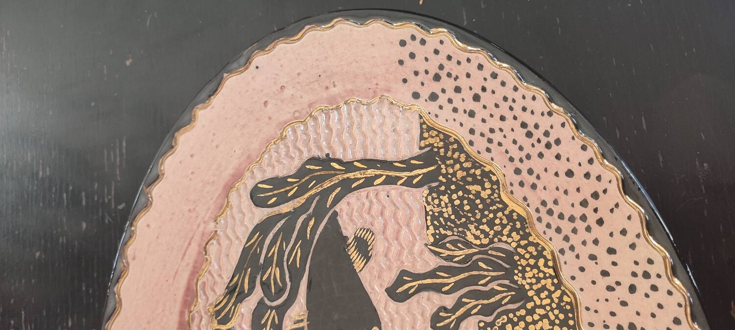 Large enamelled earthenware dish signed Tony Jaillet from the 1950s-60s.