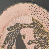 Large enamelled earthenware dish signed Tony Jaillet from the 1950s-60s.