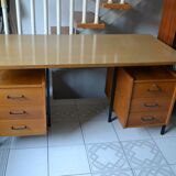 Modernist desk with two oak pedestals from the 60s