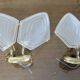 Double wall lamp in frosted glass and gold metal from the 70s