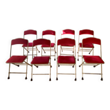 8 chaises pliantes en velours rouge