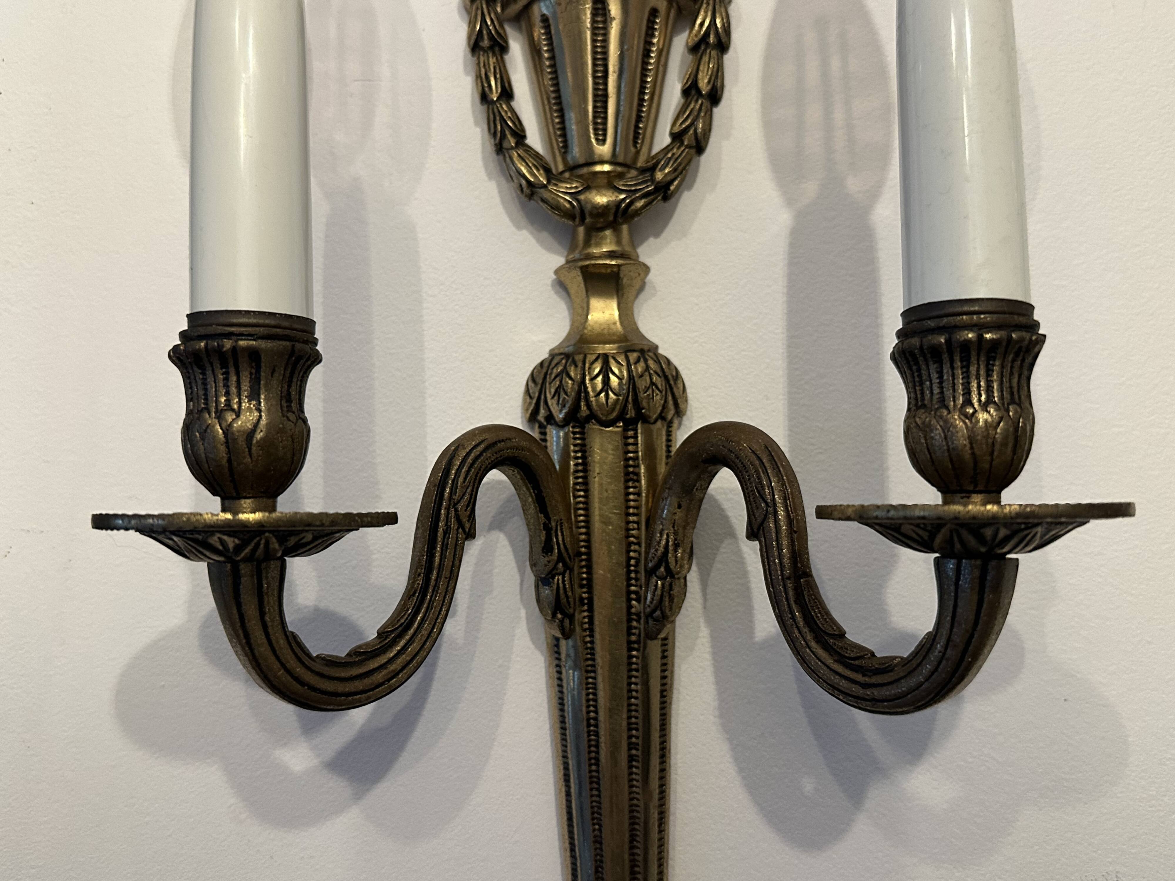 Pair of mid-19th century brass tassel sconces