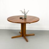 Danish Round Teak Dining Table with Extensions, 1970s