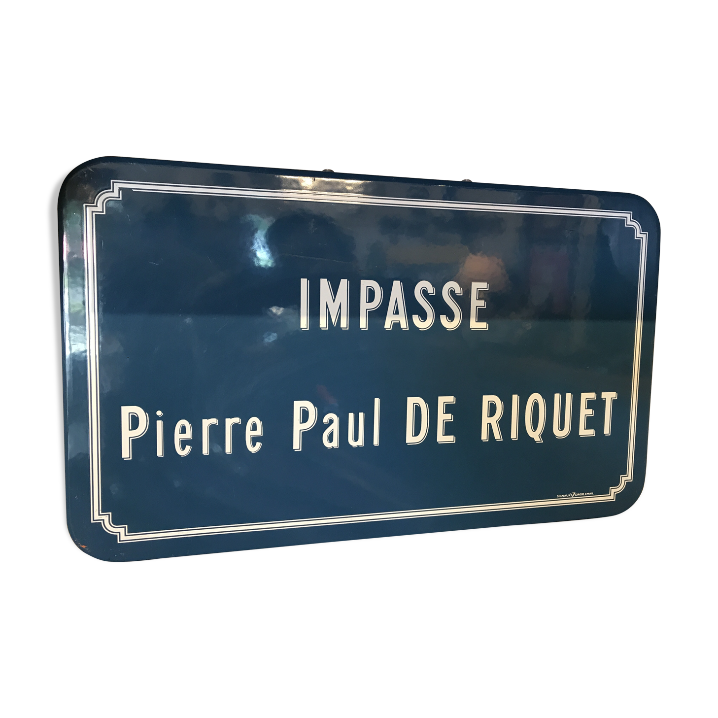 Street plaque "impasse Pierre Paul Riquet" enamelled