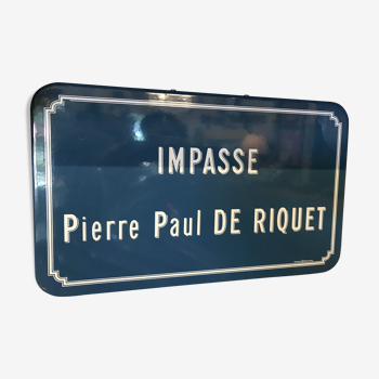 Plaque de rue « impasse Pierre Paul Riquet » émaillée