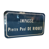 Plaque de rue « impasse Pierre Paul Riquet » émaillée