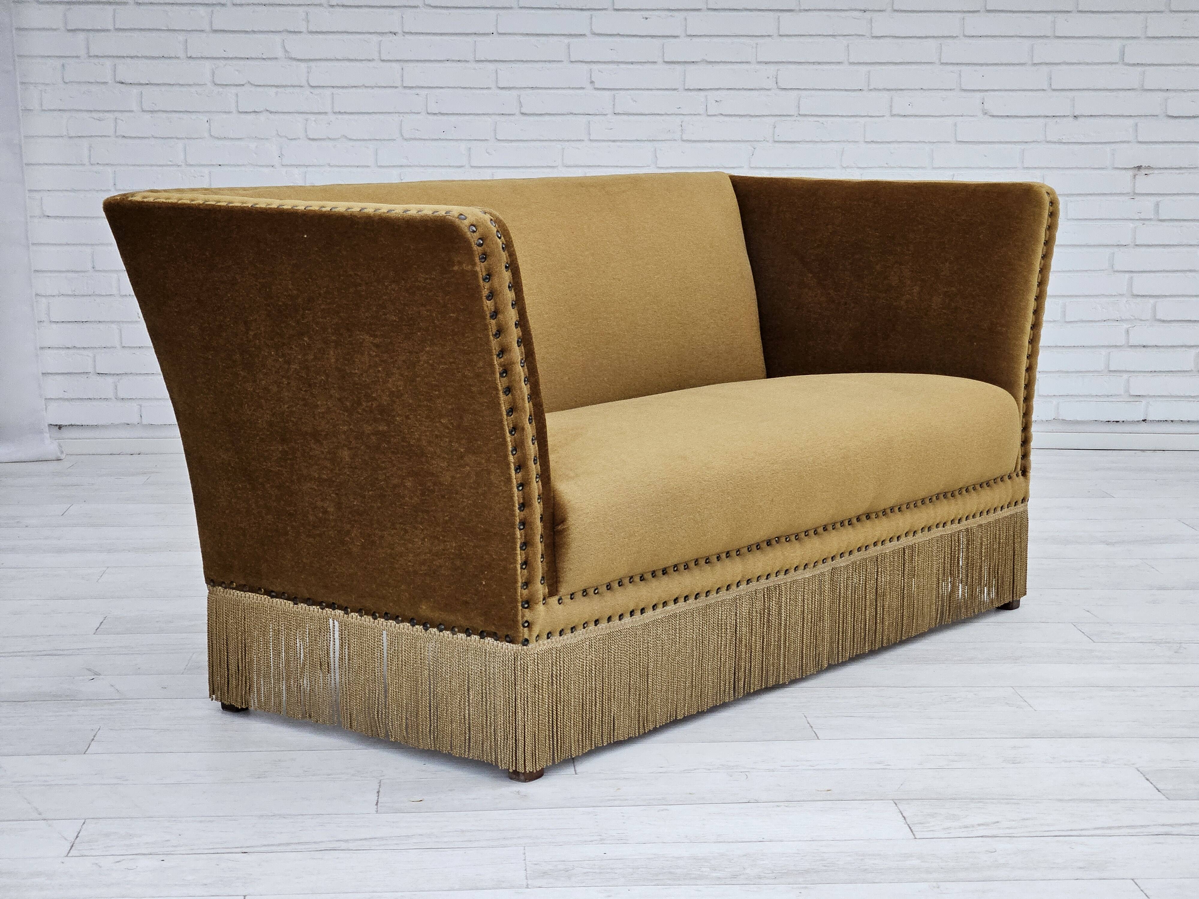 1960s, Danish 2 seater sofa, furniture velour, original condition.