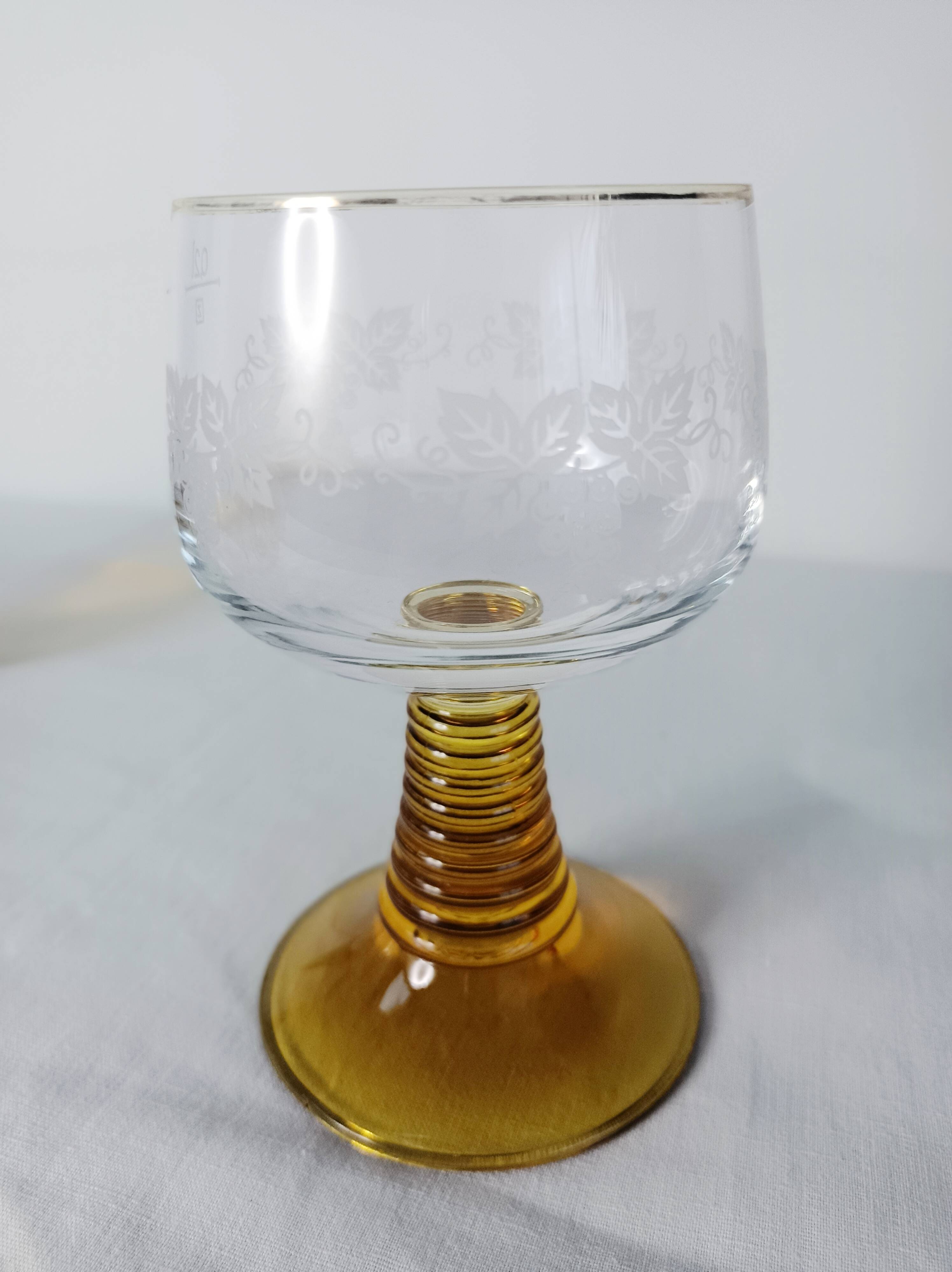 Set of 3 amber glass stemware