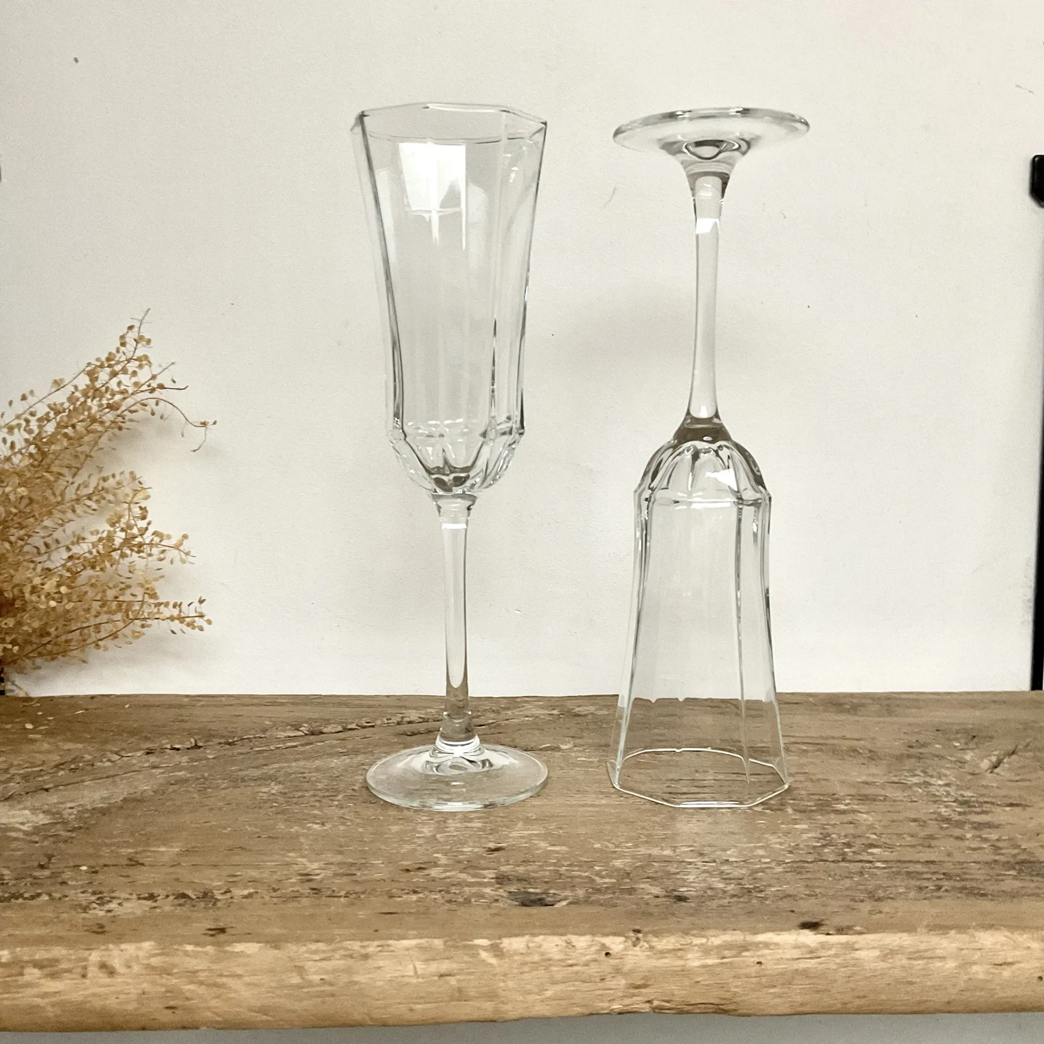 6 Vintage Octime Luminarc Champagne Flutes