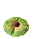 Divided plate, sunflower in slipware