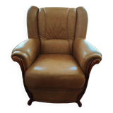 Cherry and leather armchair