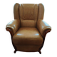 Fauteuil en merisier et cuir