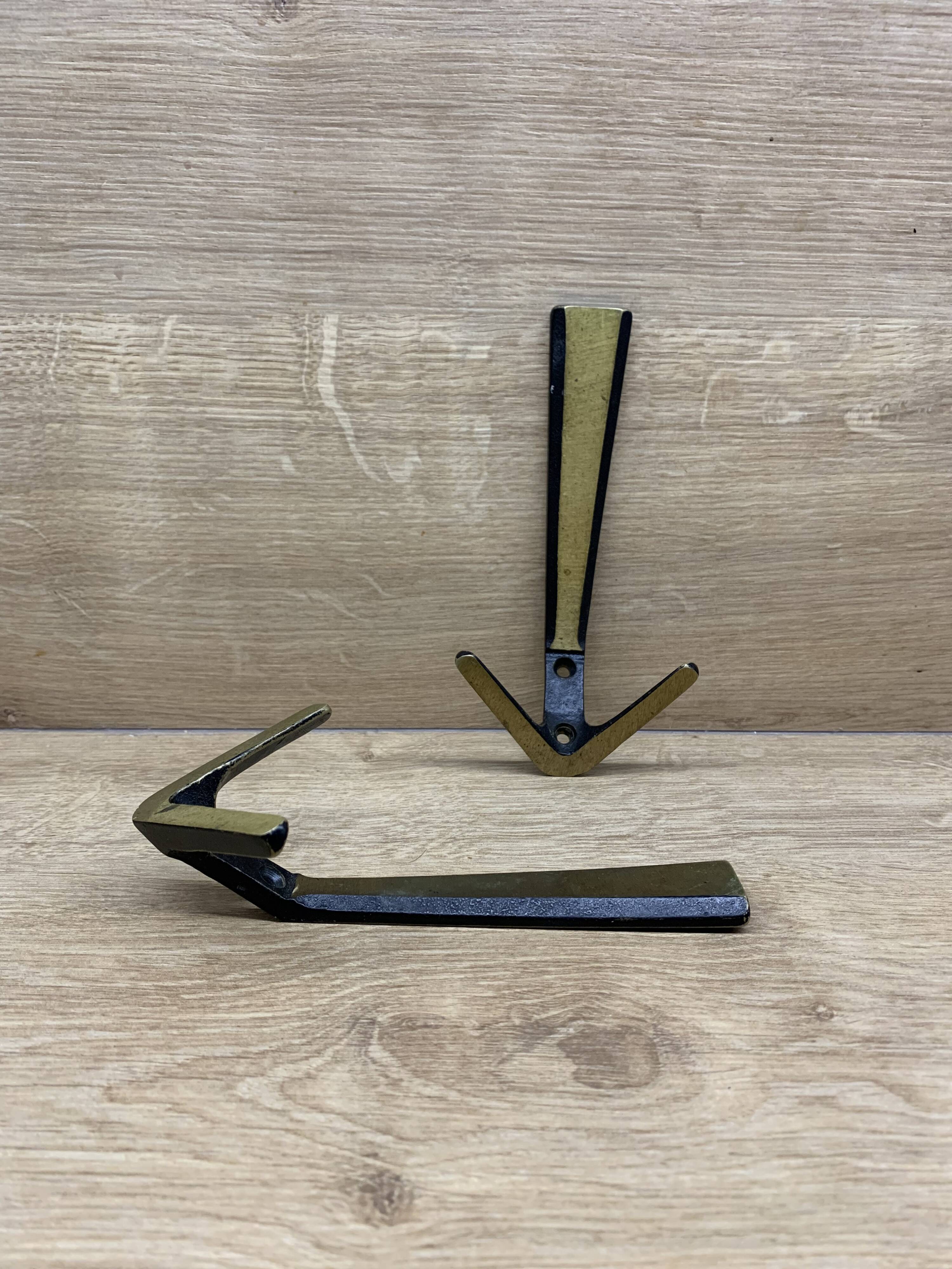 Brass wall hooks from Herta Baller, set of 2