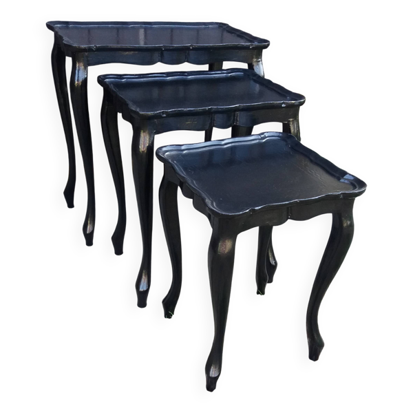 Lot de 3 tables gigognes noires