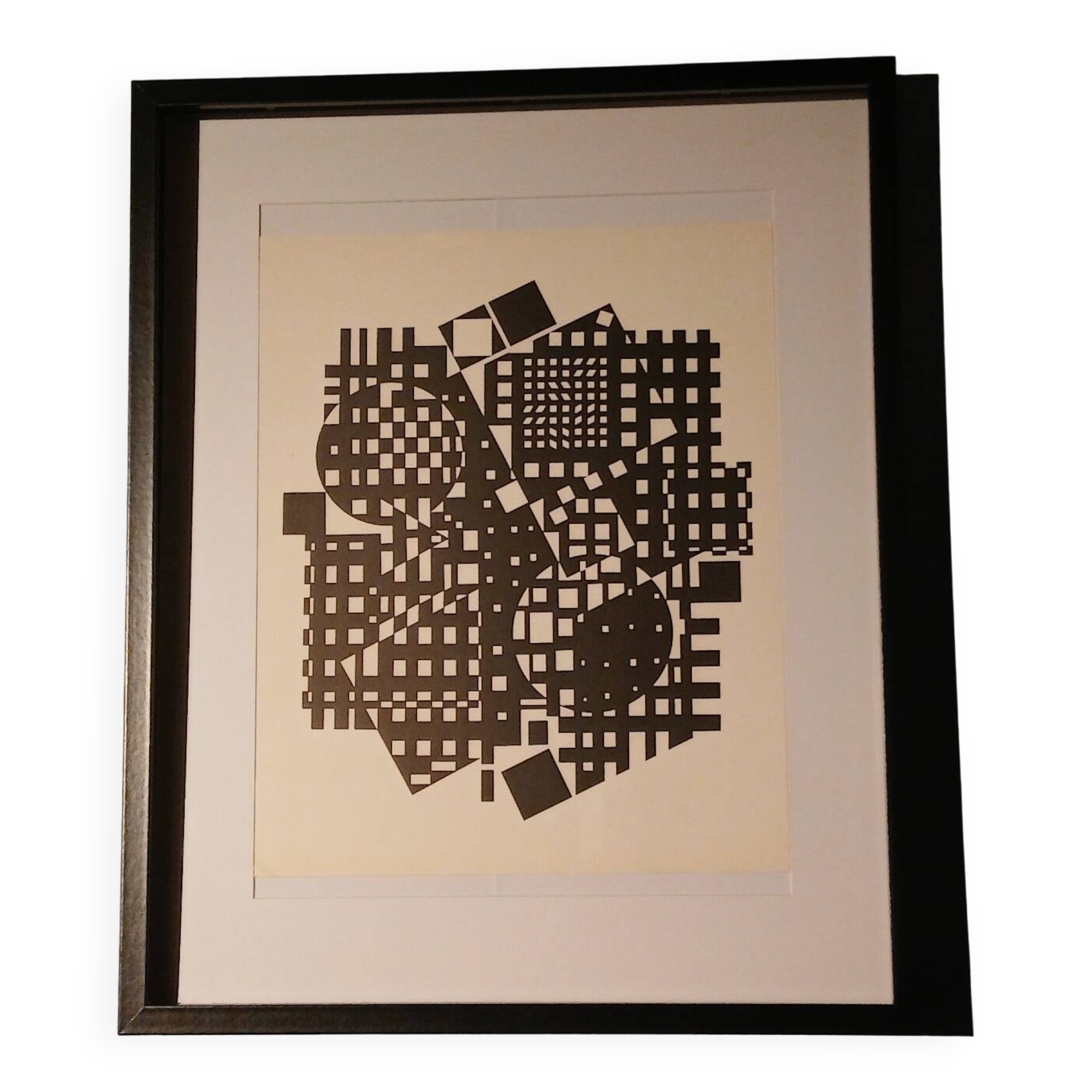 Optical Art Table - Victor Vasarely - Linear Structure - Frame 50x