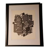 Optical Art Table - Victor Vasarely - Linear Structure - Frame 50x
