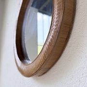 Woven wicker round mirror 1960