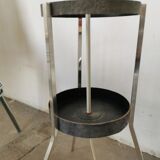 Floor lamp seventies totem, chrome and suede