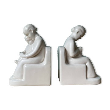 Dutch Schoonhoven ceramic bookends by Fancoise Carbius for NBC